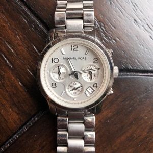 Silver Michael Kors 5076 Runway Chronograph Watch